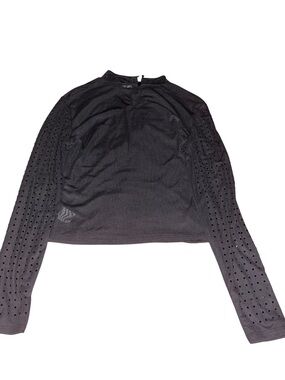 Black Long-Sleeve see-through black studded Top - Women size L